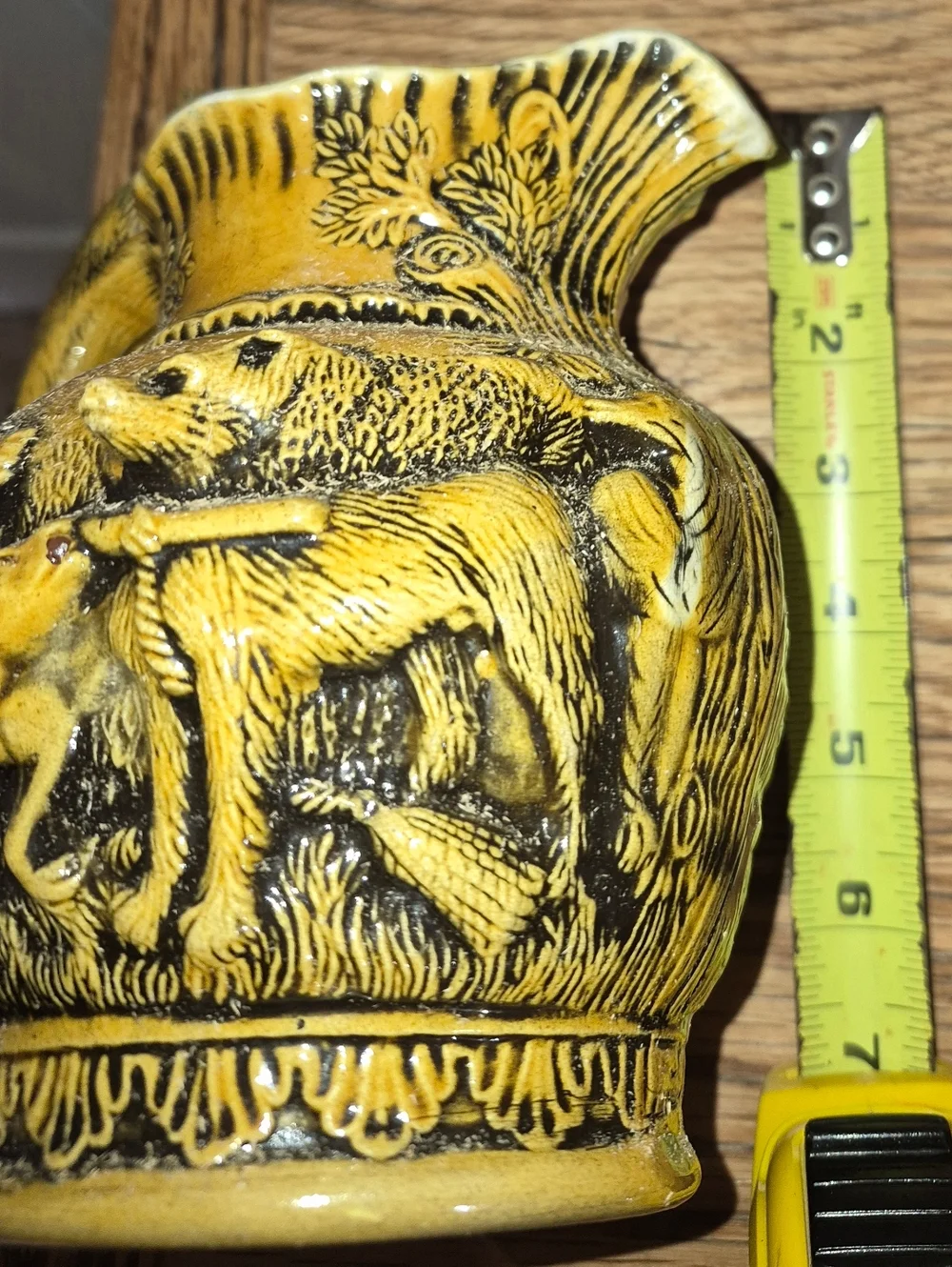 Antique Ceramic Pitcher, likely produced in the Bennington Pottery style